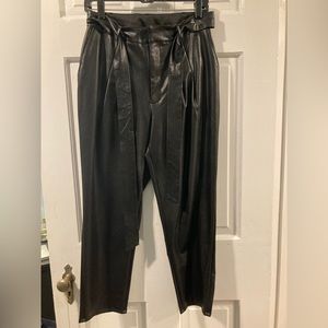 Faux leather cropped pants